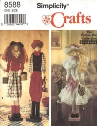 8588 22'' WOODEN DOWEL CHARMING DOLLS,CLOTHES,PURSE PATTERN