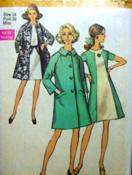 8591 CONTRAST SS DRESS,BELT,COAT 69 PATTERN 36B'', 38''B