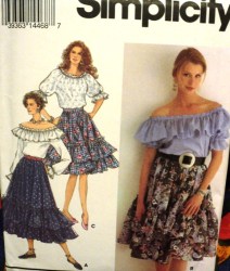 8596 PEASANT SS-LS BLOUSE, RUFFLE CIRCLE SKIRT PATTERN 14-18