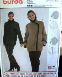 8597 NYLON/WOOL HI COLLAR JACKET FUR TRIM OR NOT PATTERN 12-22