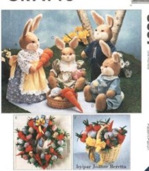 8607 MCCALLS SITTING, STANDING FAMILY BUNNIES, CARROTS, EGGS PATTERN