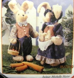 8609 18'' FELT/  WOOL BUNNY,  BABIES, COUNTRY CLOTHES PATTERN