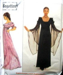8619 SIMPLICITY BEGOTTEN BEWITCH LONG EMPIRE DRESS GOTH SLVS PATTERN 10-20 2 SIZES