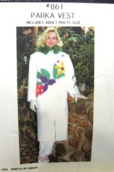 861  MacPhee ADULTS APPLIQUED ASYMMETRIC PARKA VEST PATTERN 32-46'' uncut