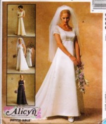 8635 EMPIRE BRIDES/MAID GOWN,DETACH TRAIN PATTERN 12-16,14-18
