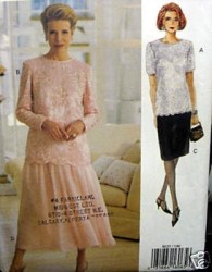 8635 EZ VOGUE BACK BUTTON LACE TOP,  SKIRTS PATTERN 8-12,14-18, 20-24  CHOICE uncut