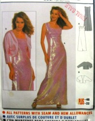 8647 FORMAL SLVLSS FLOOR DRESS,JACKET PATTERN 10-22