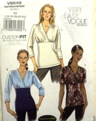 8649 EZ VOGUE KNIT PULLOVER SLEEVE  TOPS PATTERN 8-14; 16-24 A-D CUP