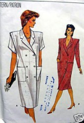 8673 STRT 2 BREASTED S.S.-L.S. POCKET DRESS PATTERN 10 or 12