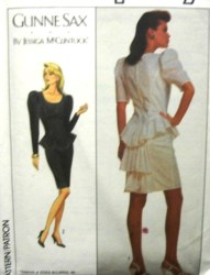 8673 SIMPLICITY GUNNE SAX SLIM PEPLUM DROP WAIST SS-LS DRESS  PATTERN 8-16 2 SIZES