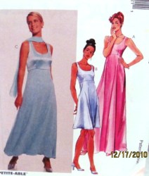 8682  MCCALLS  EMPIRE DRESS LENGTHS,  OVERLAY,  SCARF PATTERN 4-8; OR 8-12, 10-14,  OR 16-20 CHOICE