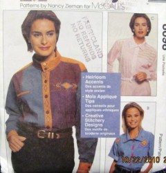 8698 McCalls HEIRLOOM EMBELLISHED SS-LS SHIRTS PATTERN 8-22 uncut