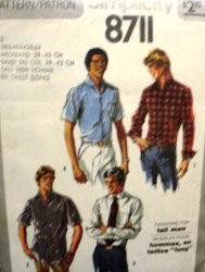 8711 TALL MEN'S 78 SS-LS YOKE  SHIRT PATTERN 38-44 CM,MS 10