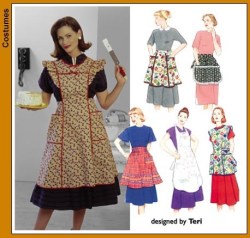8720 SIMPLICITY RETRO  FULL BODY, WAISTER, BIB APRONS S-LG PATTERN
