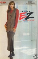 8739 VOGUE LONG TAPER SLIT SKIRT, VEST, TOP PATTERN 6-10,12-16