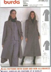 8758 BURDA PRINCESS BUTTON COAT LENGTHS PATTERN 8-18