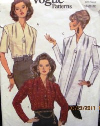 8760 EZ VOGUE TUCK RAISED NECK SS-LS BLOUSE LENGTHS PATTERN 18-22 OR 12-16 CHOICE 