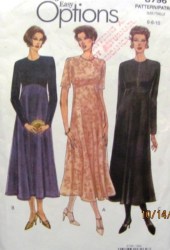 8796 EZ VOGUE LONG EMPIRE FLARE SS-LS DRESS PATTERN 6-10,12-16 CHOICE  cut