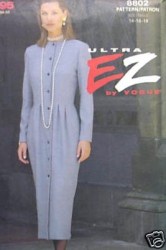 8802 VOGUE  LONG TAPER BUTTON TUCK DRESS EZ PATTERN 8-12,14-18 choice uncut