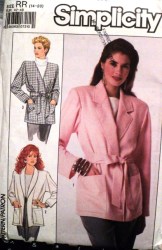 8803 EZ FRONT WRAP JACKET,BELT COLLAR OR NOT PATTERN 14-20