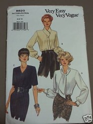 8820 EZ VOGUE  LOOSE SHORT- LONG SLEEVE BLOUSE PATTERN 18-22 UNCUT