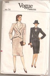 8845 VOGUE 2 BREASTED ASYMMETRIC PANEL JACKET, SKIRT PATTERN 8 OR 12 UNCUT CHOICE