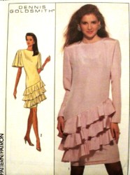 8858 SS-LS ASYMMETRIC 3 FLOUNCE DRESS,UNDERSKIRT PATTERN 14-18