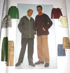 8858 Simplicity UNISEX KNIT ZIP HOODI JACKET,  TOP,  PANTS, SHORTS PATTERN XS-M or LG- XL CHOICE UNCUT