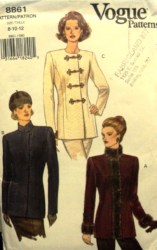 8861 EZ VOGUE LINED LONG JACKET, COLLAR OR NOT PATTERN 8-12 uncut