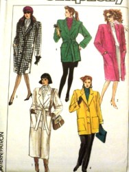 8872 SIMPLICITY BOXY BUTTON POCKET COAT 3 LENGTHS, BELT PATTERN 16,12