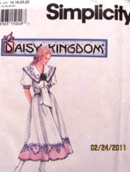 8874 9453 MS DK LONG SS FLARE PRINT DRESS, SASH PATTERN 16-22