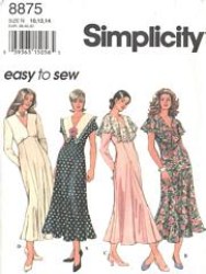 8875 LONG SS-LS V-DRESS,CAPE COLLAR PATTERN 4-8,10-14