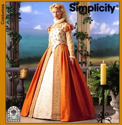 8881 SIMPLICITY ELIZABETHAN FLARE FLOOR GOWN, BUM ROLL PATTERN 6-12, 14-20 choice