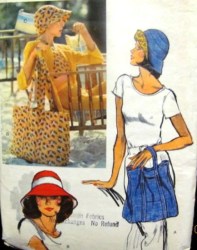 8896 VOGUE BUCKET SUN HATS, BIG TOTE BAGS 2 SZS 70S PATTERN UNCUT