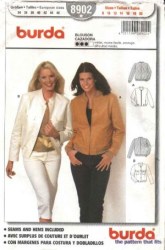 8902 BOMBER SEASONAL HIP ZIP/BUTTON JACKET PATTERN 8-20