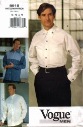 8919 VOGUE MR. LOOSE FIT LS YOKE SHIRT PATTERN 15-16''; 16.5-17.5" choice