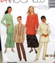 8928 LOOSE TUNIC, PANTS, LONGER SKIRT BROOMSTICK PATTERN XS-M