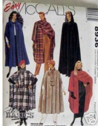 8936 UNLINED CAPE 2 LENGTHS,HOODIE OR NOT PATTERN 6-20