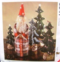 8947 24'' TALL SLIM BUTTON SANTA, TREES 3 SIZES PATTERN