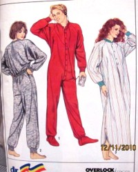 8958 SIMPLICITY FOOTED OR NOT LONG JOHN PJS,NIGHTSHIRT KNIT PATTERN MED UNISEX
