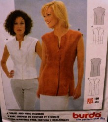 8960 SLEEVELESS BUTTON BLOUSE LENGTHS EZ BURDA PATTERN 10-24