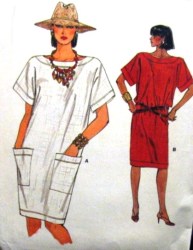 8973 VOGUE LOOSE PULLOVER SS DRESS BELT OR NOT PATTERN 6-8