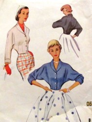 8992 1952 SHORTER BUTTON DOLMAN WAIST JACKET PATTERN  14 32''