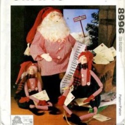 8996 18'' SITTING SANTA DOLL, 2 15'' ELVES DOLLS PATTERN