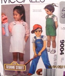 9004 1984 SESAME STREET KIDS OVERALLS LENGTHS,JUMPER PATTERN 2