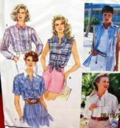 9014 SIMPLICITY  BUTTON COLLAR  SHIRTS, SLEEVES OR NOT PATTERN 12-16, 6-10 CHOICE
