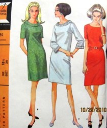 9032 1967 PANEL DRESS @ SLEEVES PATTERN 18 1/2 39''B