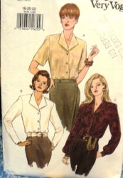 9039 EZ VOGUE LOOSE COLLAR BUTTON SS-LS BLOUSE PATTERN 18-22