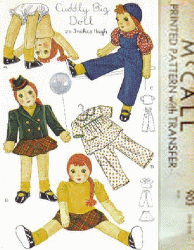 903 MCCALLS 1941 26'' CUDDLY TALL WARTIME RAG DOLL, UNDIES, CLOTHES COPIED  PATTERN