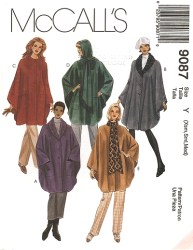 9087  MCCALLS  BUTTON CAPES POCKETS OR NOT PATTERN XS-M, L-XL CHOICE UNCUT
